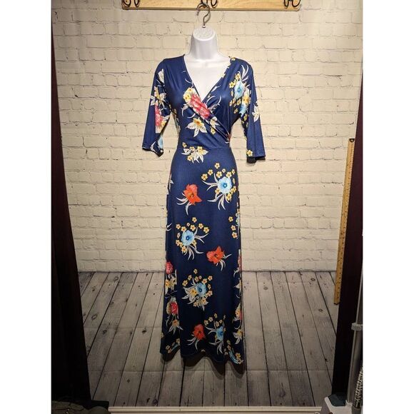 Miholl faux wrap silky maxidress size medium - Picture 1 of 4